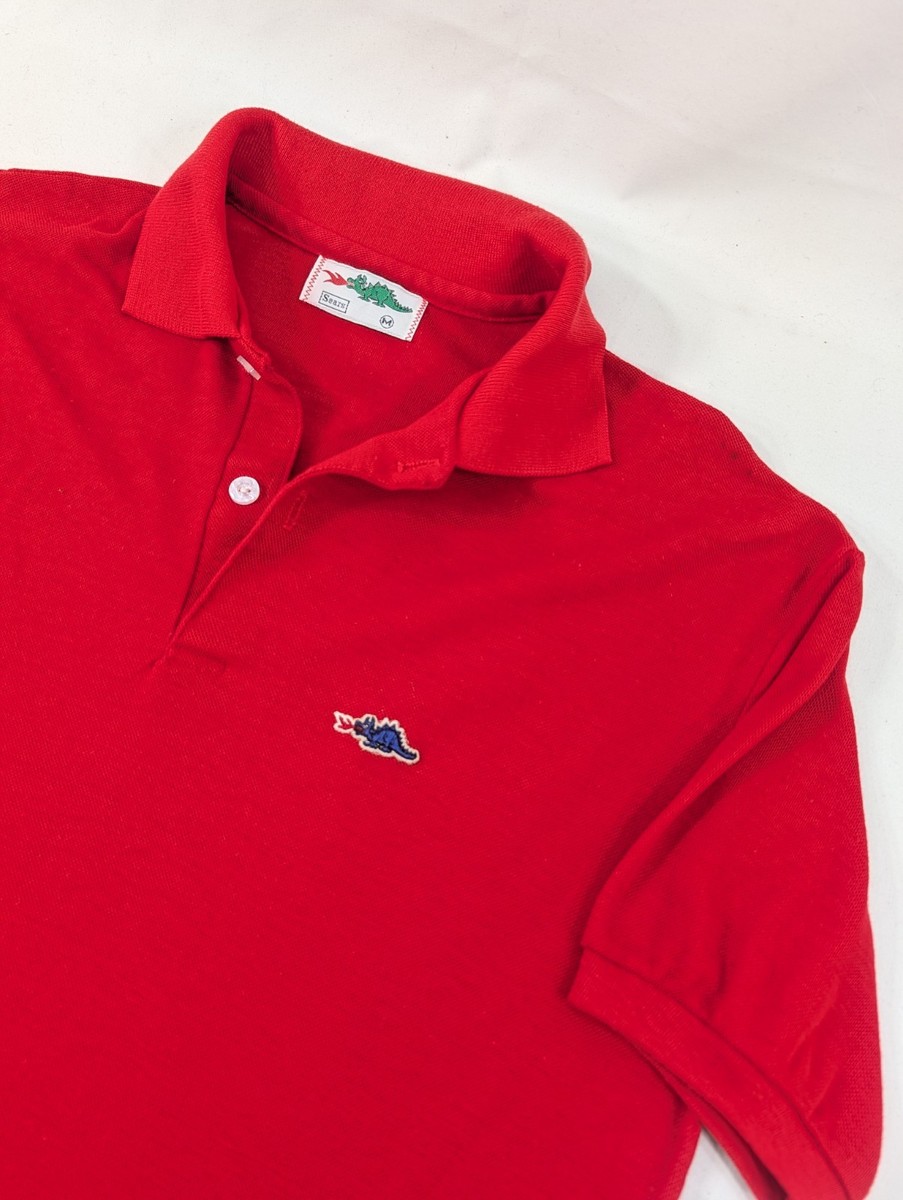 Vintage Sears Shirt Mens Med Red Polo Braggin Dragon Logo Short
