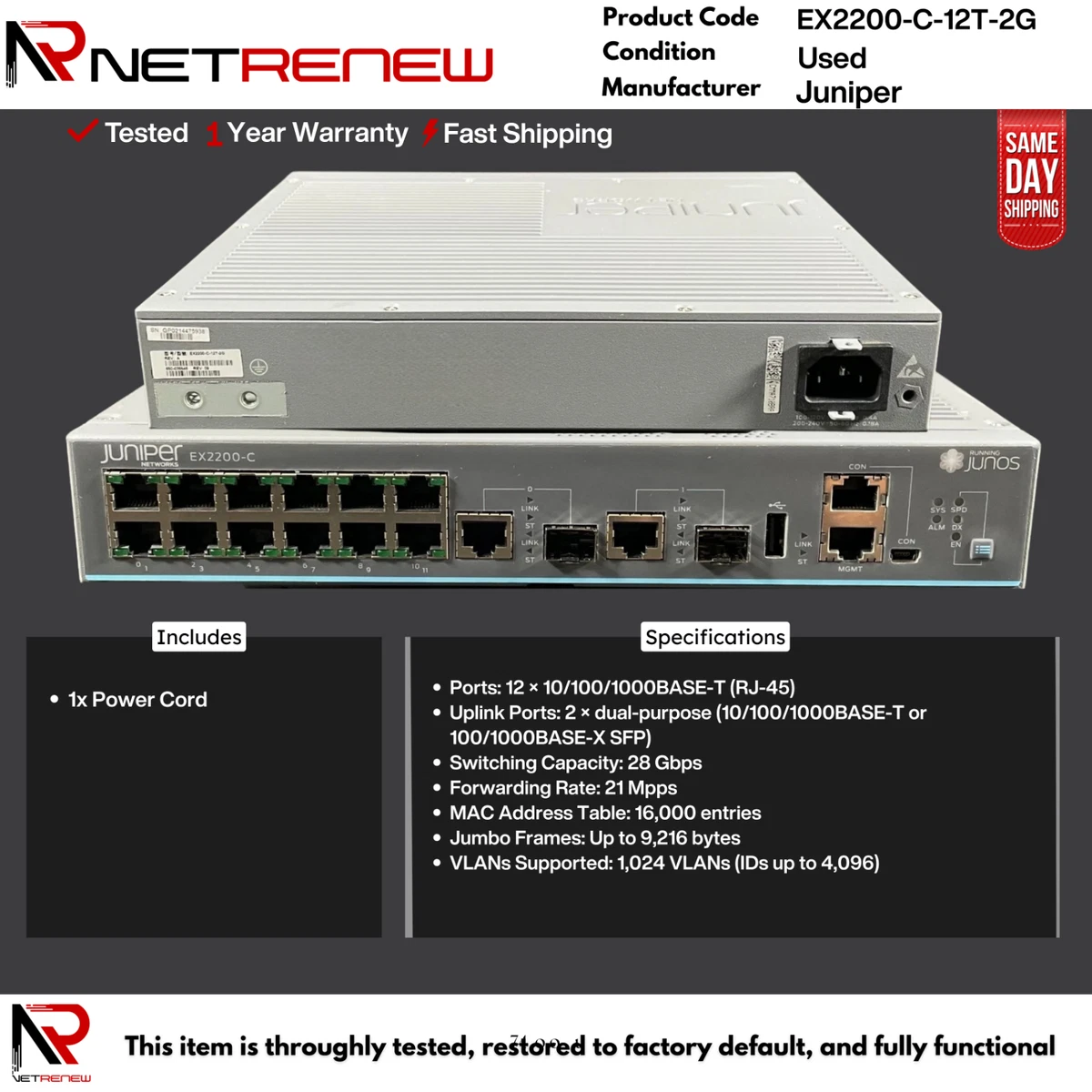 Juniper EX2200 12 Network Switches for sale | eBay