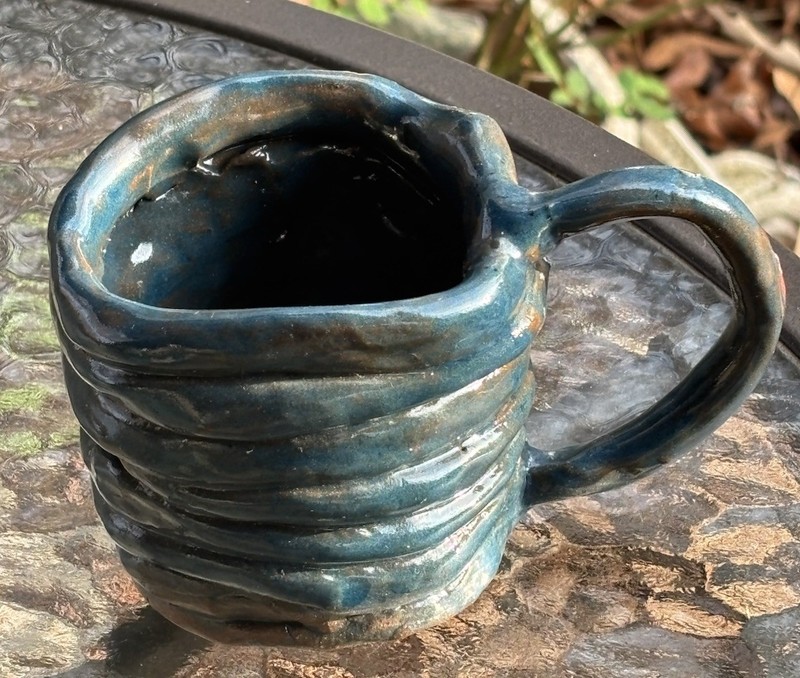 Vintage Light Blue Pottery Coffee Mug 3” Tall X  3-1/2” Wide