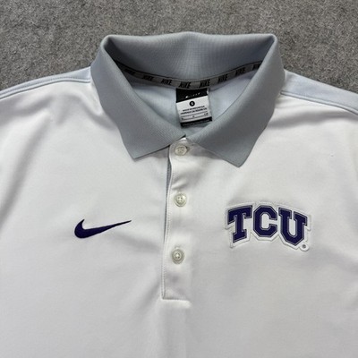 TCU Honed Frogs Nike Performance Polo Shirt  Men S White Gray Colorblock