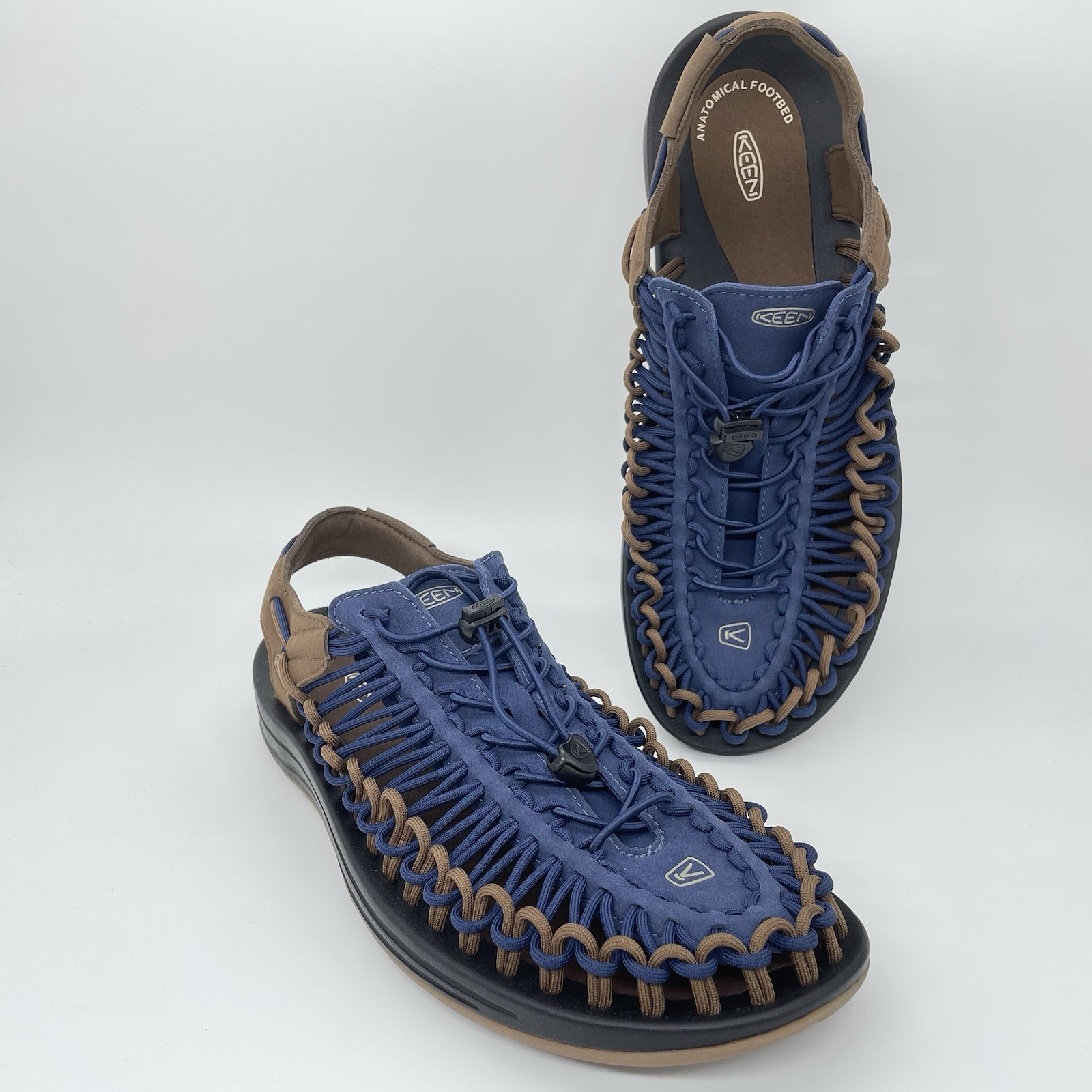 Sandali sportivi Keen da uomo US 13 M Uneek blu e bisonte marrone treccia in corda NUOVI