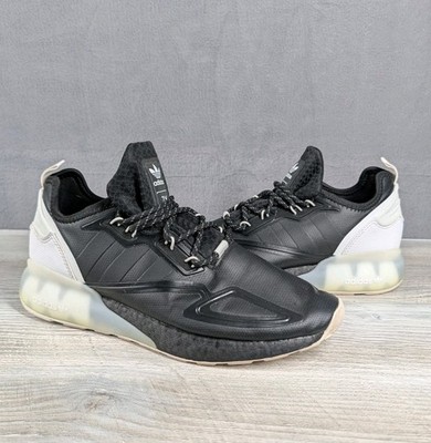 Adidas Mens 10 ZX 2K Boost Black White Running Sneakers Athletic Casual Shoes