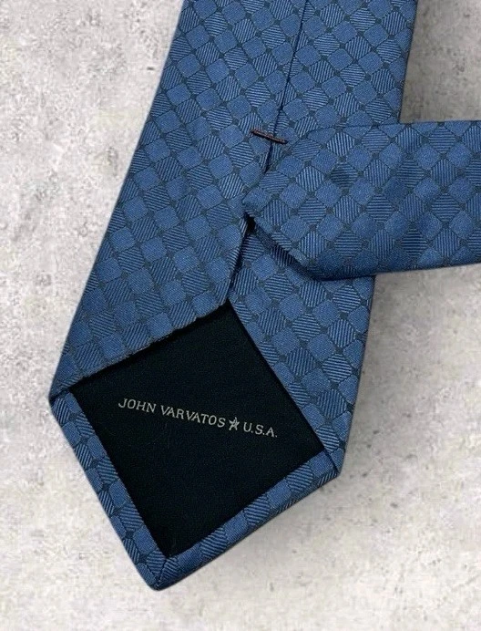 Corbata de hombre John Varvatos 100 % seda DISEÑADOR corbata azul tartán con:3" usada en excelente estado Foto 4 de 4
