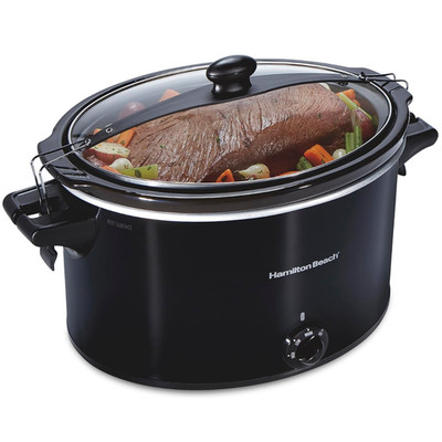 Hamilton Beach Extra Large 10 Quart Slow Cooker, Stay or Go Portable w Lid Lock
