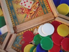 Coffret De Jeu Nain Jaune Ancien - JULLIEN LOGEAT - Coffret VIDE En Bois Et Carton - Sans Cartes Ni Jetons