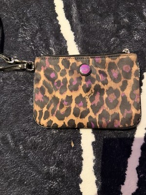 Coach Animal Print Wristlet Wallet Brown Purple Black cheetah ocelot leopard 