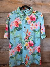 Bad Birdie Birds of Paradise Polo Shirt Men  s Large Tropical Golf Performance L