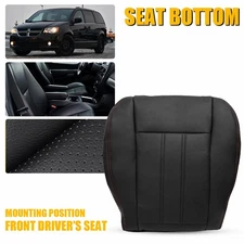Driver Bottom Leather Seat Cover Black for 08-20 Dodge Grand Caravan Red Seam EV