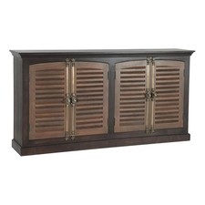 Pemberly Row 4-Door Shutter Solid Wood Sideboard in Dark Brown