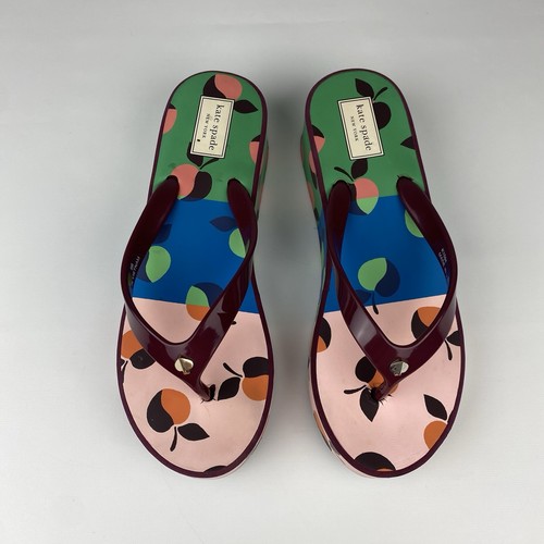 Kate Spade Rio Platform Flip Flop Sandals Womens Size 8 Floral Multicolor Thong - Picture 7 of 13