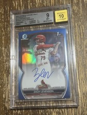 ZACH LEVENSON BGS 9 2023 BOWMAN CHROME 1ST BLUE REFRACTOR AUTO /150 Card
