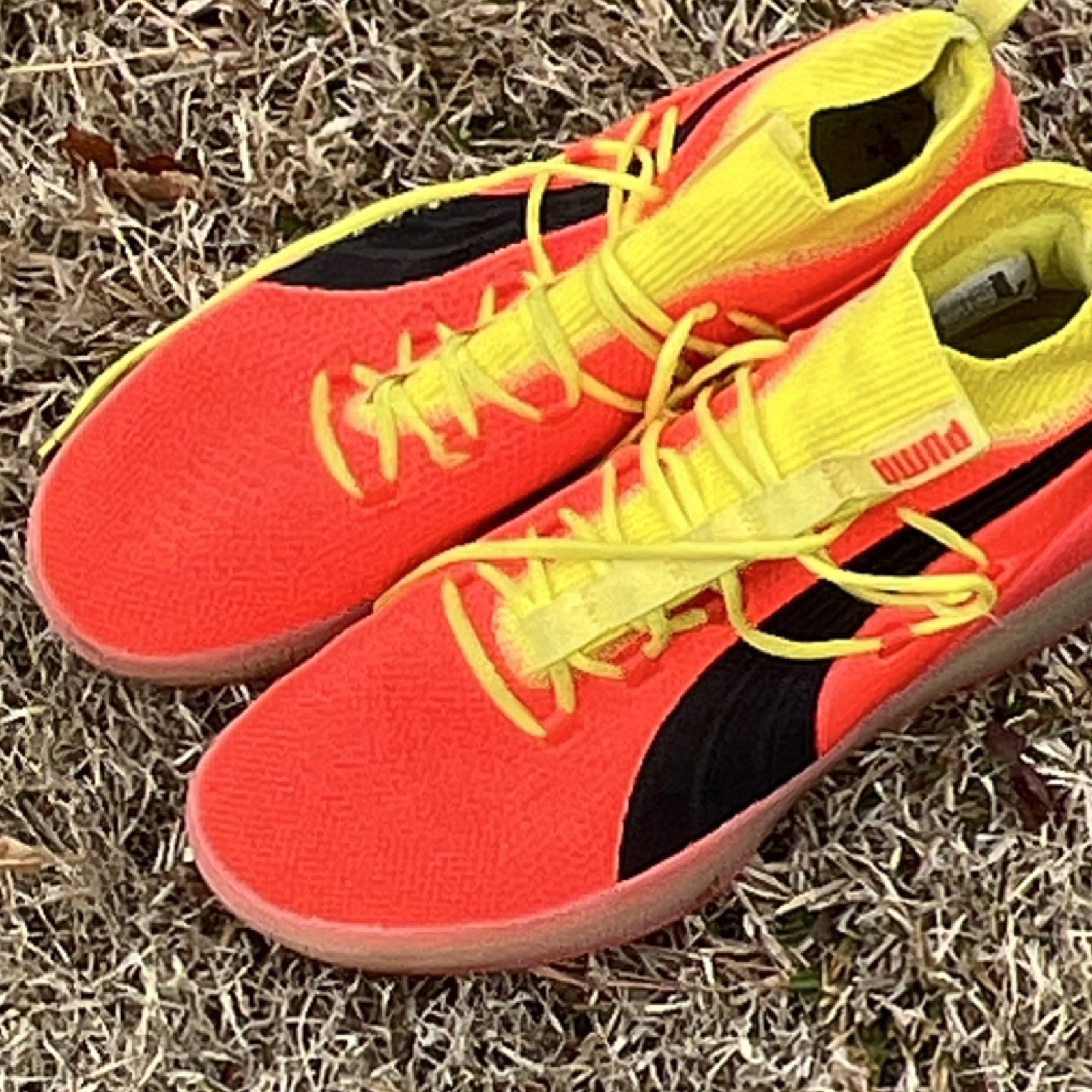 PUMA Men's Orange Yellow Black Mid Top Lace Up Athletic Sneakers Activewear thumbnail 3