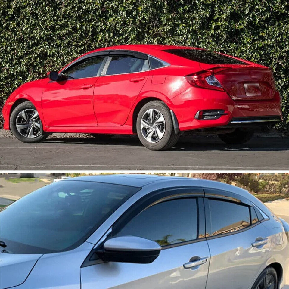 Para Honda Civic 2016-2021 10.ª generación sedán estilo Mugen ventana visera protectores de lluvia Foto 3 de 4