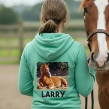 Children's Personalised Photo Equestrian Horse Hoodie Customised