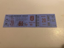 Baltimore Orioles vs KC Royals Full Unused Season Ticket 8-20-1983 Ripken # 237