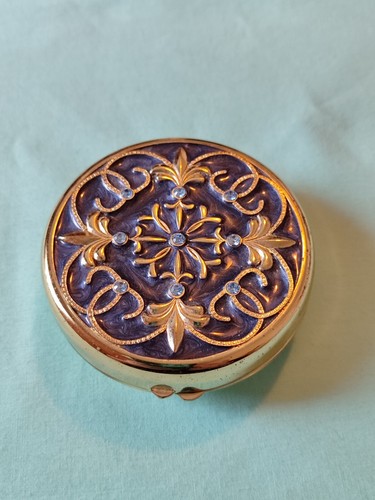 Portacandele con coperchio firmato PartyLite smalto strass blu tea light - Foto 12 di 12