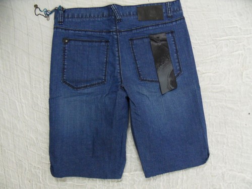 HEYZEUS mid-blue raw hemmed skinny denim shorts size 32/34 BNWT - Picture 3 of 3