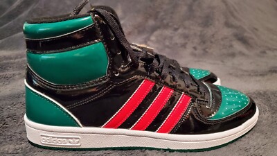 Adidas Top Ten Hi RB Black Green Red Patent Leather Men display picture 1