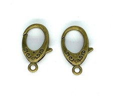 2 pcs x Jumbo Antique Brass Pewter Lobster Claw Clasps