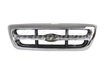 Complete Grille Assembly Kit W/ Header & Lights For 1998-2000 Ford Ranger XLT RWD - 6-Piece Chrome 11 thumbnail image