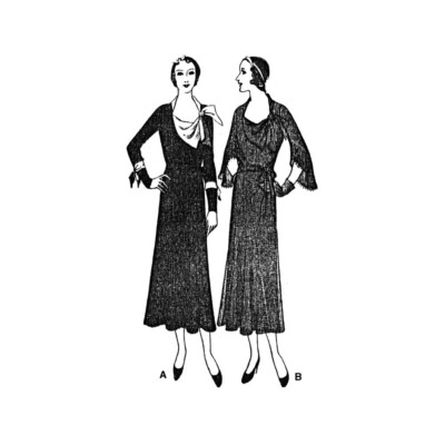 Past Patterns 6670 - 1930s Dress with Side-tie Collar Sewing Pattern bust 34''