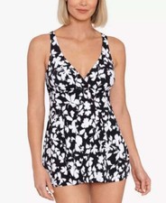 Swim Solutions Tummy-Control Flyaway Swimdress One Piece Size 18 NWT