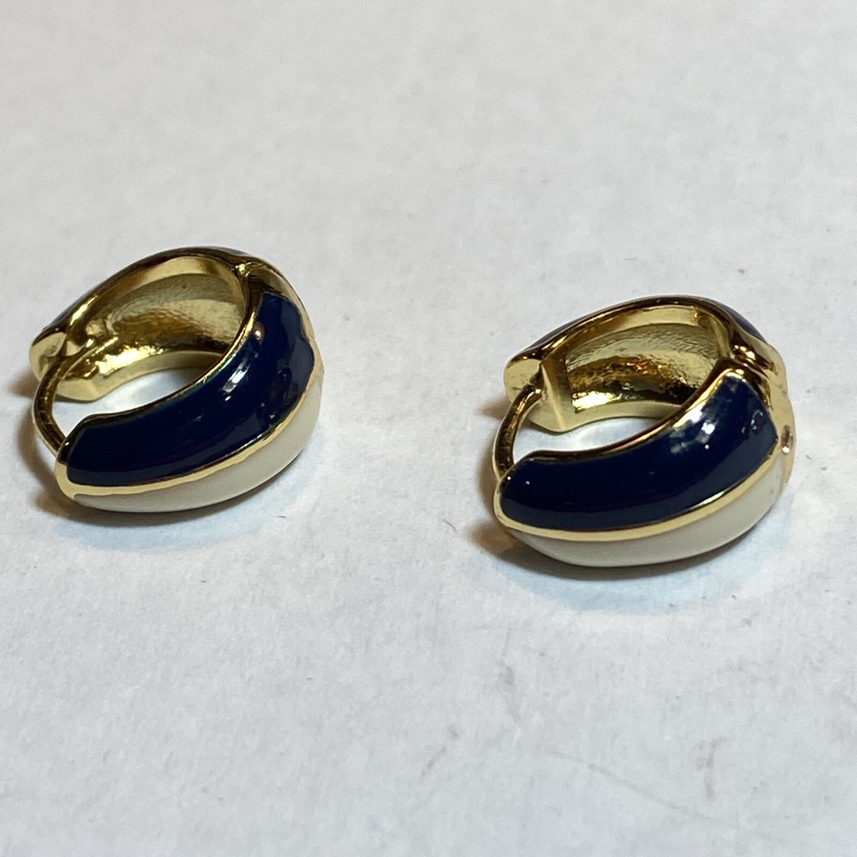 ANNE KLEIN CRYSTAL TINY PETITE WHITE BLACK LITTLE HUGGIES HOOP - Main Image