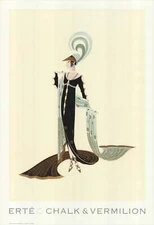 ERTE Directoire 38" x 26.25" Poster 1992 Art Deco Multicolor, Black, Green