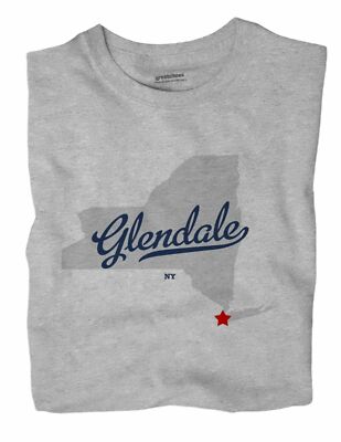 Glendale New York NY T-Shirt Queens County MAP