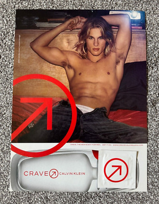 Seltenes Zeitschriften-Anzeigenbild 2003 + ungeöffnete Probe Calvin Klein Crave Ad