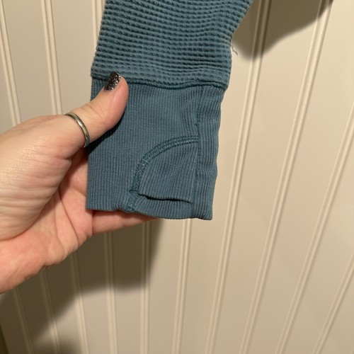 Athleta Girl Teal Settle In Waffle Sweatshirt Girls 14 - Picture 4 of 7