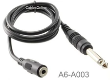 3ft 3.5mm (1/8 inch) TRS Stereo Female to 6.3mm (1/4 inch) TS Mono Male Cable