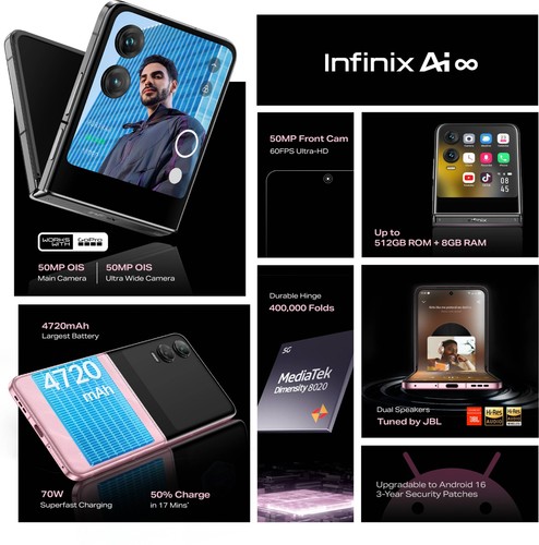 Infinix Zero Flip 5G (Black, 512 GB 8GB Ram)6.9" Dimensity 8020 Global Version. - Picture 4 of 10