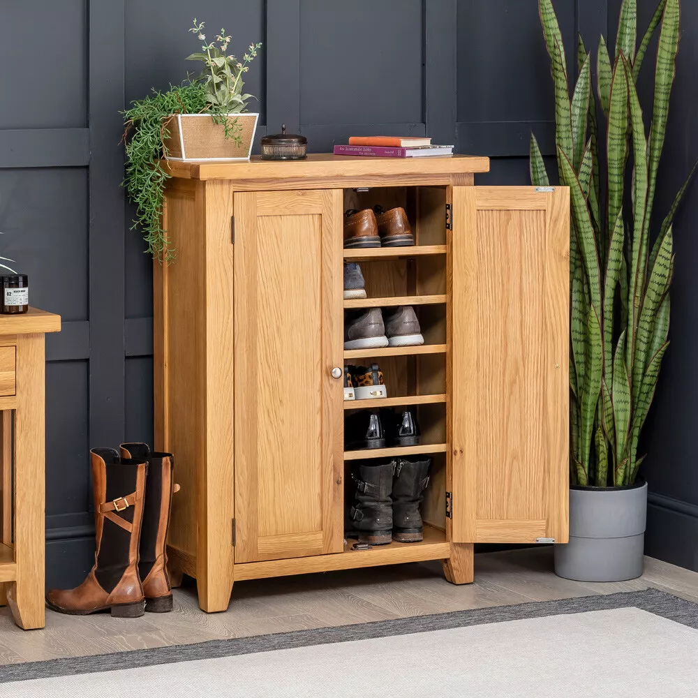 Oak hallway on sale shoe storage