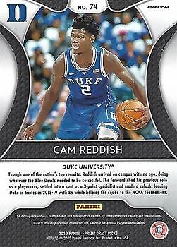 2019 Panini Prizm Draft Picks Silver #74 Cam Reddish DUKE RC | eBay