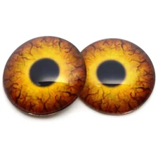 Pair Round Dinosaur Orange Glass Eyes Jewelry Dolls Taxidermy Flatback Cabochons