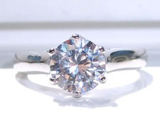 Women's Simple Solitaire Ring Cubic Zirconia 925 Sterling Silver High Polished