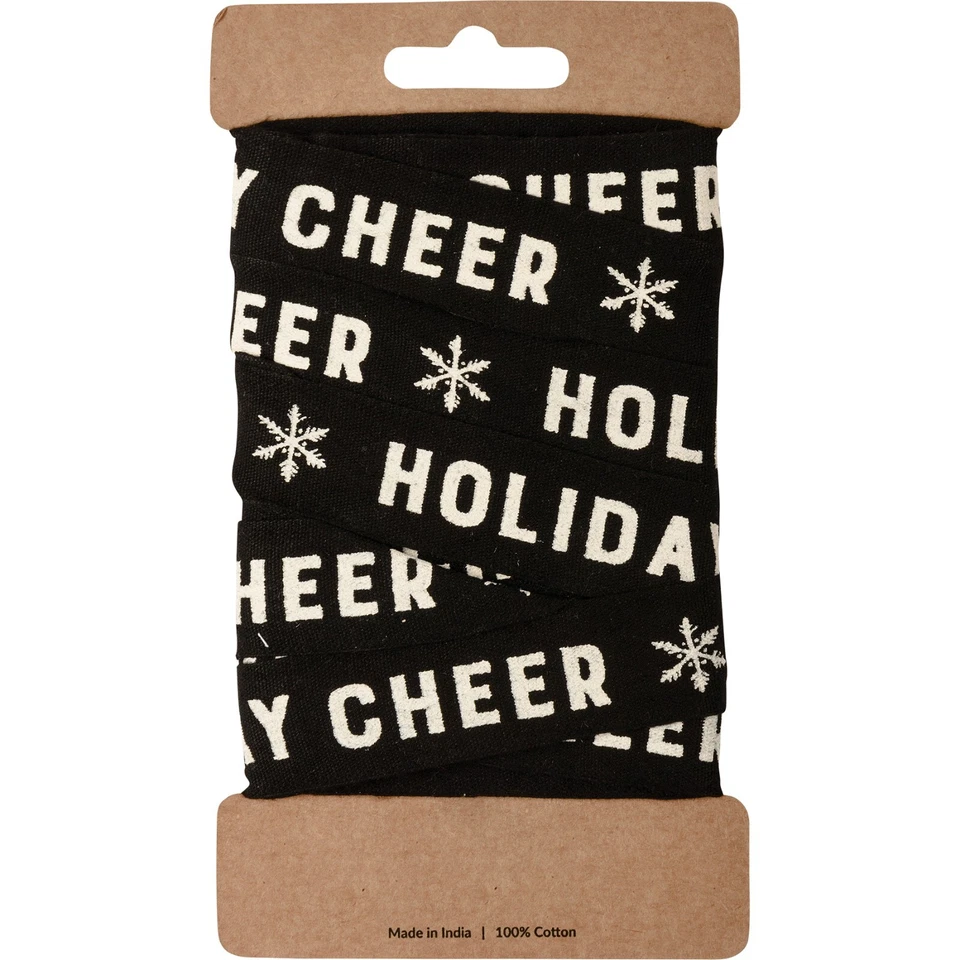 Cinta para envolver regalos de Navidad - blanco y negro - alegría navideña | 10 yardas NUEVO Foto 2 de 4