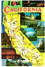 California Hollywood Bowl at Night Mission Santa Barbara Vintage Postcard