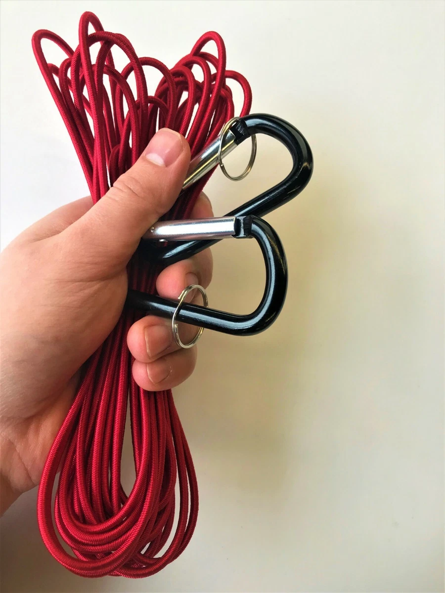 Shock Cord - Red 1/8 Inch x 25 Feet Marine Grade With Two