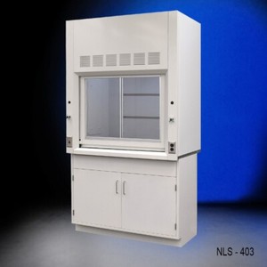 4' Fume Hood w/ Storage Cabinets / Light & Valves / Dual Sash / E1-018