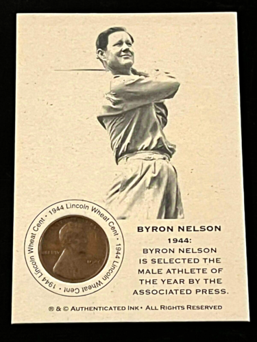 1944 Byron Nelson authentifizierte Tinte Golfkarte Penny limitierter Zusatz. - Bild 1 von 3