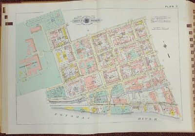 1960 WASHINGTON DC GEORGETOWN COLLEGE TO POTOMAC ST AND P ST TO RIVER ATLAS MAP