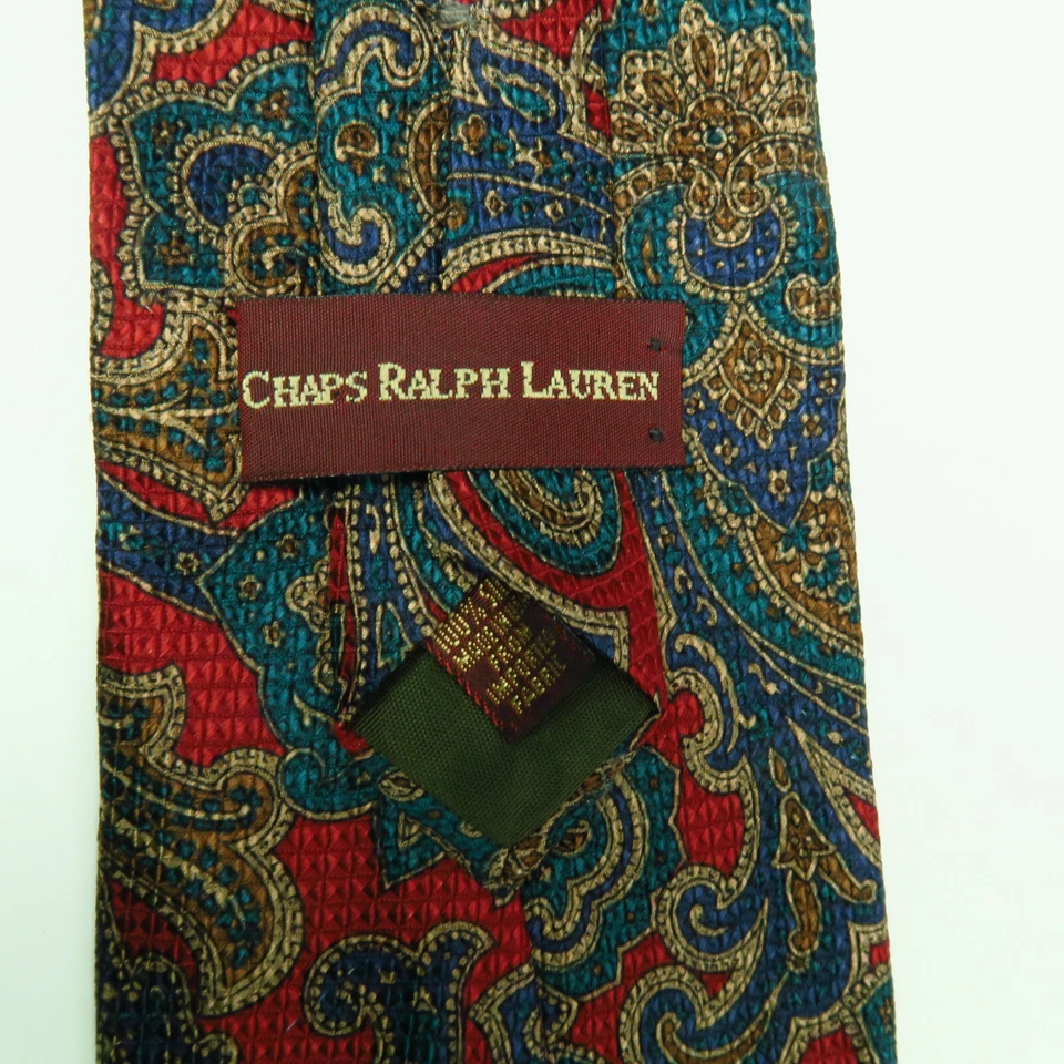 Галстук Chaps Ralph Lauren 100% шелк красный синий узор пейсли сделано в США 57 дюймов x 4 дюйма - Изображение 3 из 4