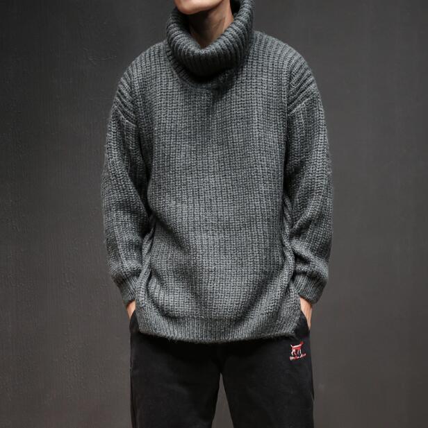 New Men's Fashion Japanese Style High Collar Loose Sweaters Kniting Turtleneck | eBay
