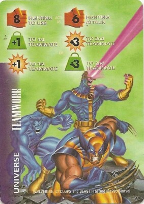 Marvel OVERPOWER TEAMWORK 8F SE +1 +3 Wolverine Cyclops Beast - Powersurge