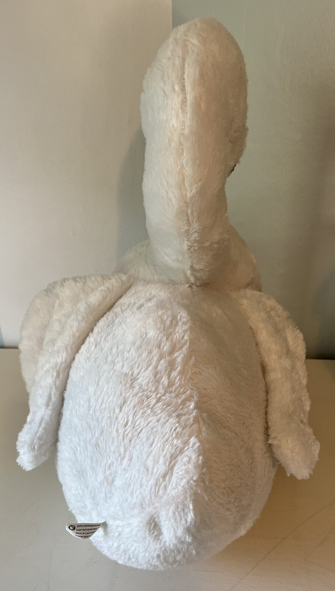 Large Goffa International Duck Swan Goose White Blue Eyes Plush Pillow 18”