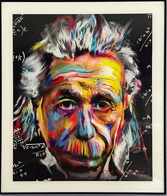MARC RUDINSKY Albert Einstein 3-D Lenticular Hologram Signed Art 28'' x 23''