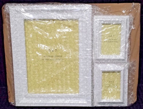 New Burnes of Boston - 5 pc White Wood Photo Frame Set - 5x7, 4x6, 3.5x5, 2x3 - Picture 6 of 8