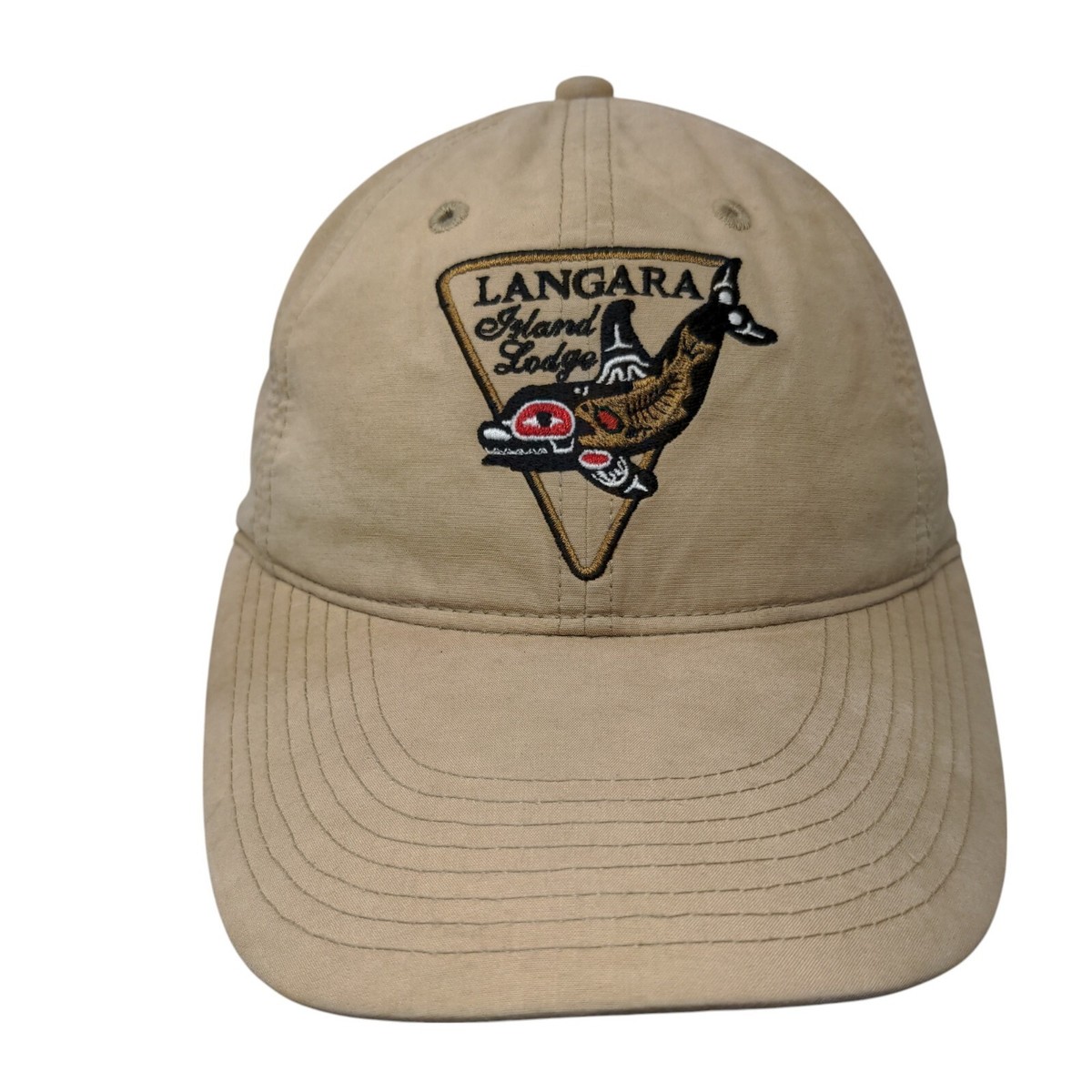 Langara Island Lodge Strapback Hat Tan One Size Adjustable